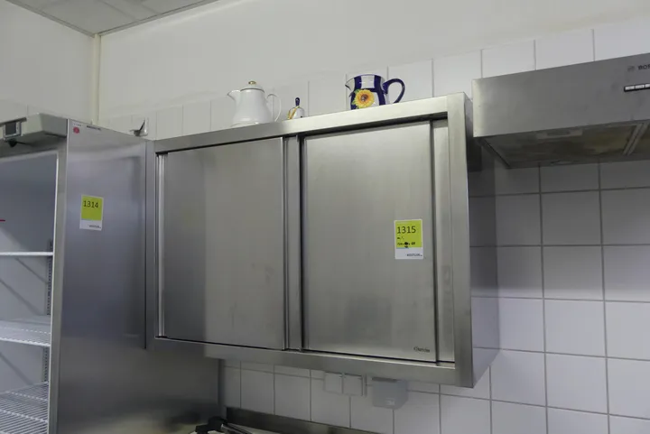 Edelstahl-Hängeschrank, mit Inhalt Maße in cm ca. 100 x 40 x 65
